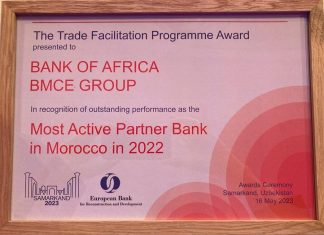 BANK OF AFRICA remporte le titre de ‘Banque Partenaire la Plus Active au Maroc pour l’année 2022’ BANK OF AFRICA remporte le titre de 'Banque Partenaire la Plus Active au Maroc pour l'année 2022'