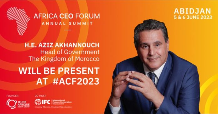 Aziz Akhannouch, chef du gouvernement marocain, participe à l'Africa CEO Forum 2023 à Abidjan