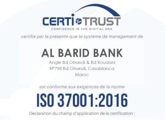 Al Barid Bank reçoit la certification ISO 37001 Al Barid Bank reçoit la certification ISO 37001